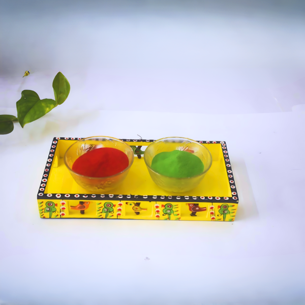 Hand-painted Wooden Trays- Serving Trays/Decorative Serving Trays Breakfast And Coffee Tea Trays/Kitchen/Home Decor And Gift. (Yalow) - Image 2