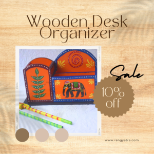 wooden desk organizer box