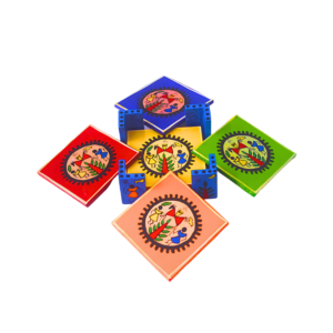 Rangyatra Wooden Handmade Drink Coaster Set