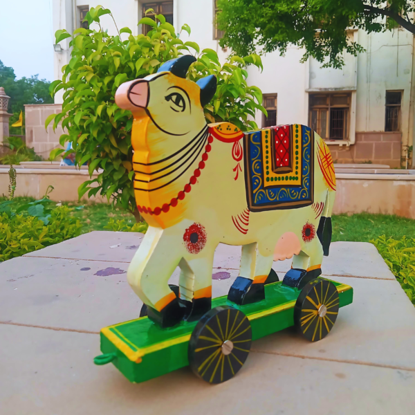 Rangyatra Wooden Pull Along Cow - Image 2