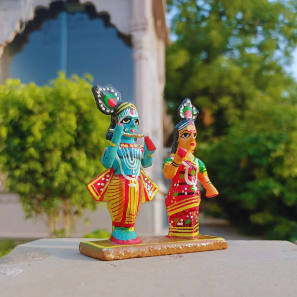 Wooden Colorful Statue God Sculpture Murti Idol For Temple Home Office Decoration And Gifting (Radha Krishna) - Image 4