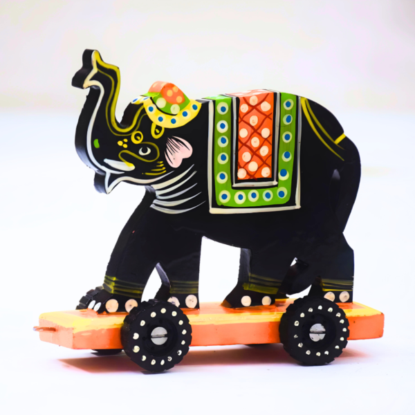 Rangyatra Handcrafted Wooden Elephant With Wheels - Image 3