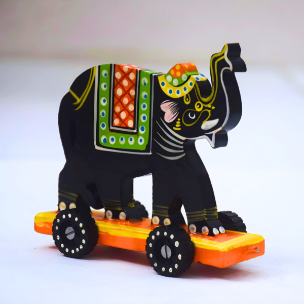 Rangyatra Handcrafted Wooden Elephant With Wheels - Image 2