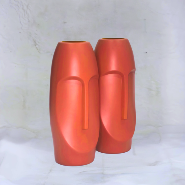 Flower Wase Rangyatra 2pcs Decorative Flower Vase Human Flower Pot Flower Home Decor (Color : Orange) - Image 4