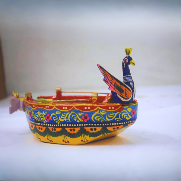 Rangyatra Handmade Wooden Banarasi Boat Wood Toys Home Decor Boat Wooden Home Living Status - Image 3