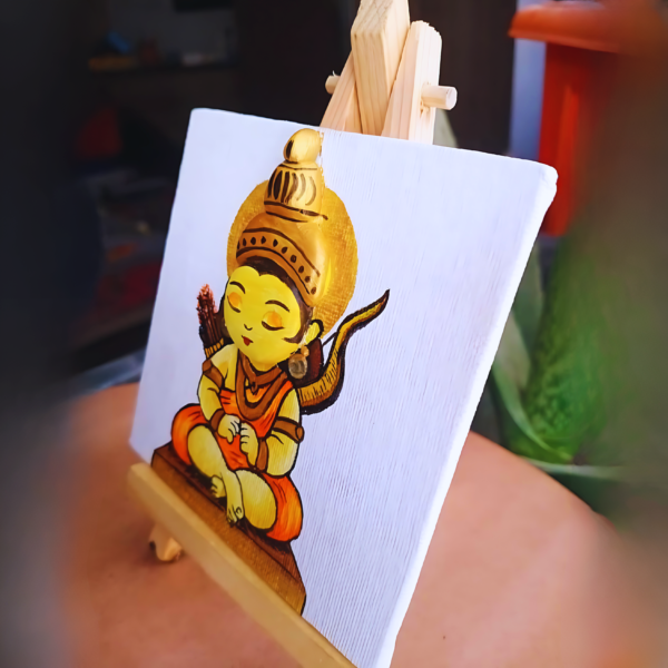 Ayodhya Ram Lalla 3D Canvas Painting With Wooden Easel Stand - Image 3