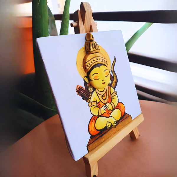 Ayodhya Ram Lalla 3D Canvas Painting With Wooden Easel Stand - Image 2